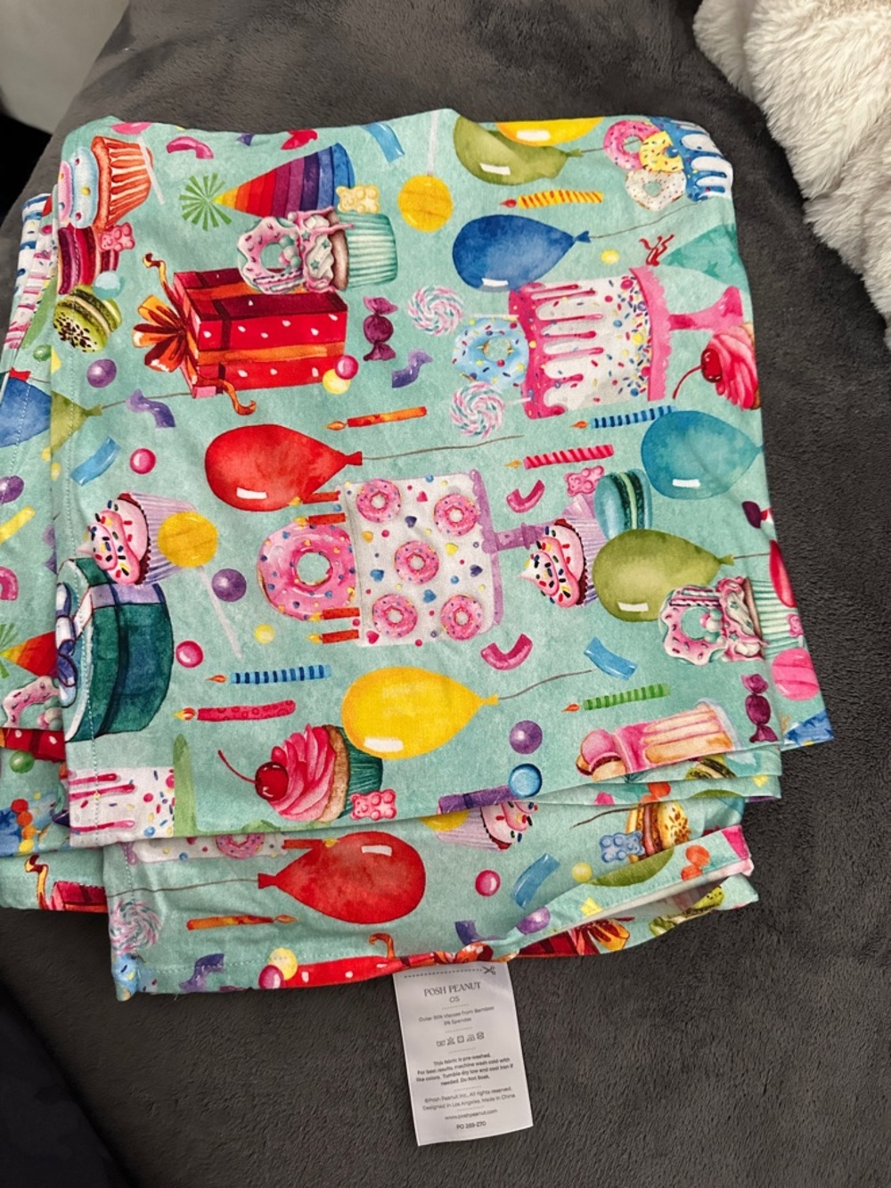 Posh Peanut Aqua Party Print Baby Blanket with Multicolor Sweets